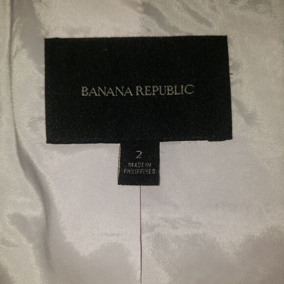 Banana Republic Cropped White Black Moto Jacket Womens Size 2 - Picture 3 of 7